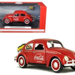 1966 Volkswagen Beetle with Rear Luggage Rack Red with Two Bottle Cases "Coca-Cola" 1/24 Diecast Model Car by Motorcity Classics
