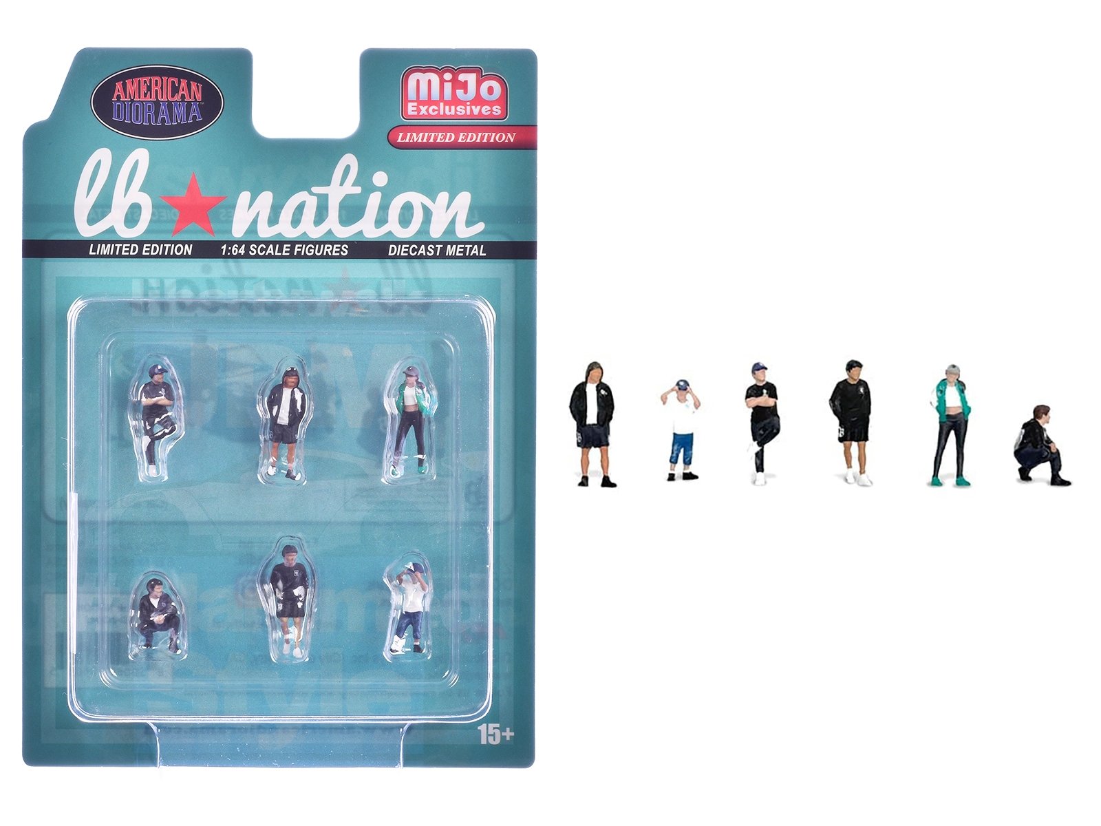 "Liberty Walk LB Nation" 6 piece Diecast Figure Set Limited Edition for 1/64 Scale Models by American Diorama