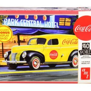 Skill 3 Model Kit 1940 Ford Sedan Delivery Van "Coca-Cola" with Display Base 1/25 Scale Model by AMT