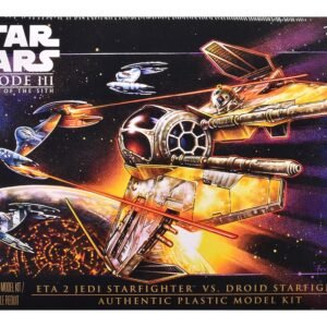 Skill 2 Model Kit ETA 2 Jedi Starfighter VS. Droid Starfighters 4 Model Set "Star Wars: Episode III - Revenge of the Sith" (2005) Movie 1/48 Scale Model by AMT