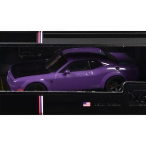 2018 Dodge Challenger SRT Demon Plum Crazy Metallic with Matt Black Hood 1/43 Diecast Model Car by IXO Models