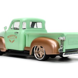 1953 Chevrolet 3100 Pickup Truck Light Green and Gold Metallic "Rusty's Garage" with Extra Wheels "Just Trucks" Series 1/24 Diecast Model Car by Jada