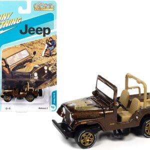 Jeep CJ-5 Mocha Brown Metallic with Golden Eagle Graphics "Classic Gold Collection" Series Limited Edition to 7418 pieces Worldwide 1/64 Diecast Model Car by Johnny Lightning