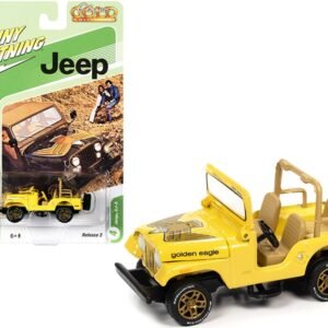 Jeep CJ-5 Sunshine Yellow with Golden Eagle Graphics "Classic Gold Collection" Limited Edition to 7418 pieces Worldwide 1/64 Diecast Model Car by Johnny Lightning