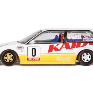Honda Civic (EF) Kanjo V1 #0 Silver Metallic and Yellow (Designed by Jun Imai) "Kaido House" Special 1/64 Diecast Model Car by Mini GT
