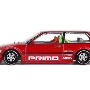 Honda Civic (EF) "Kaido Works V2" Red Metallic with Graphics (Designed by Jun Imai) "Kaido House" Special 1/64 Diecast Model Car by Mini GT