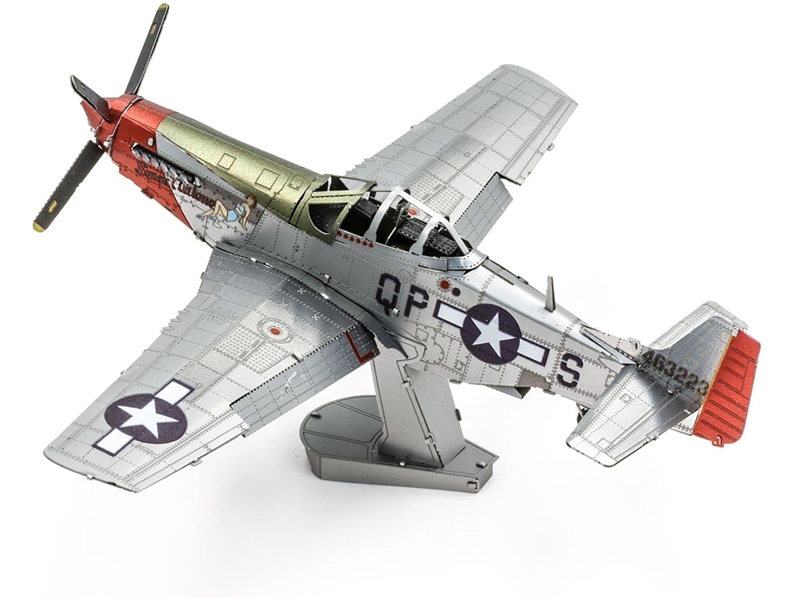 Model Kit North American P-51D Mustang Fighter Aircraft "Sweet Arlene" United States Army Air Forces (Challenging Difficulty) Steel Model by Metal Earth - Image 4