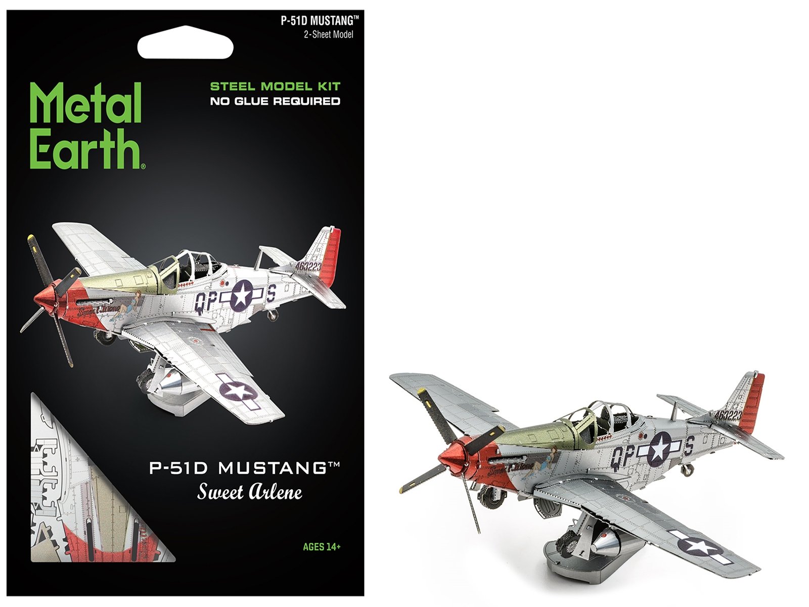 Model Kit North American P-51D Mustang Fighter Aircraft "Sweet Arlene" United States Army Air Forces (Challenging Difficulty) Steel Model by Metal Earth - Image 5