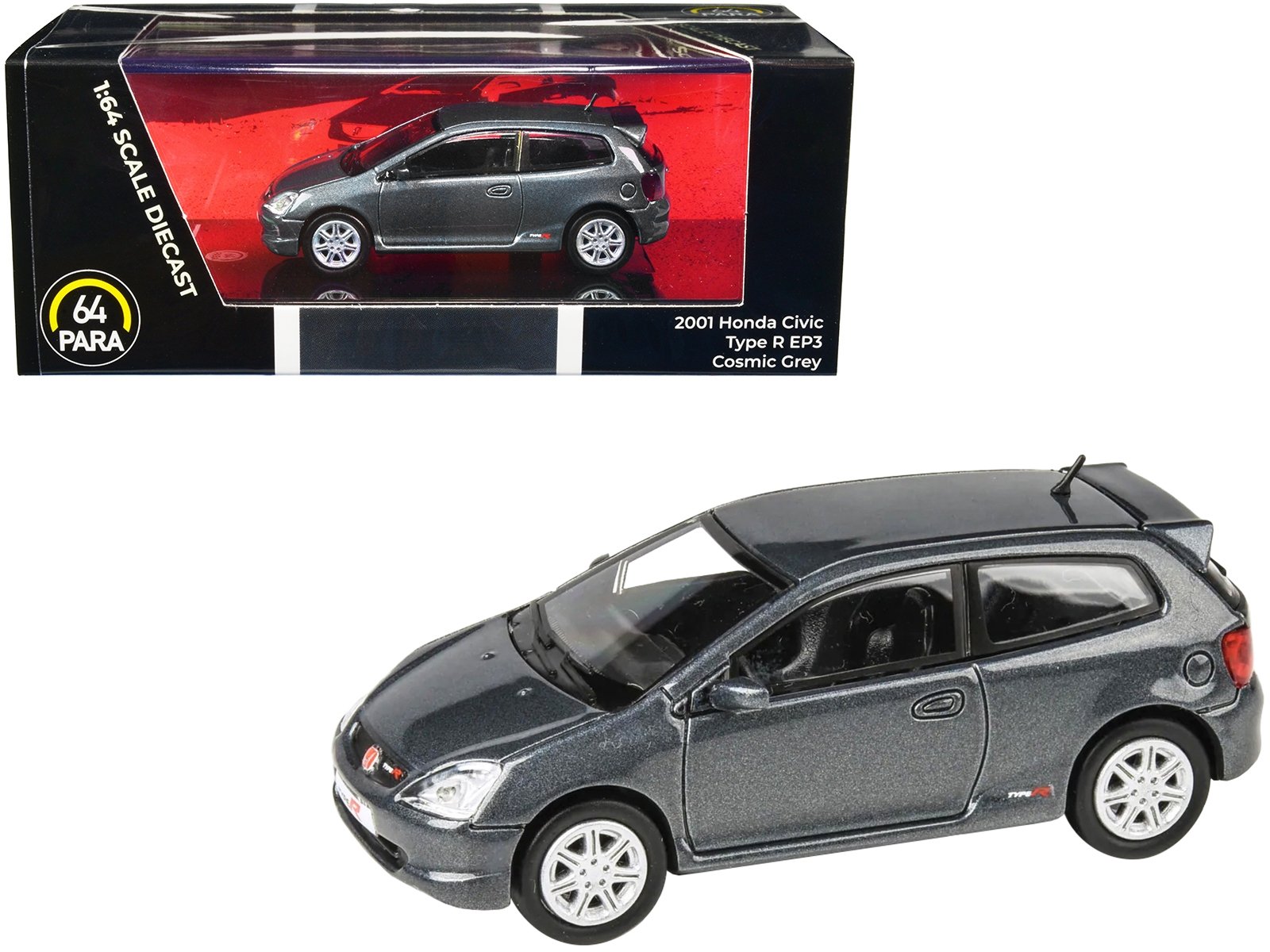 2001 Honda Civic Type R EP3 Cosmic Gray Metallic 1/64 Diecast Model Car by Paragon Models - Image 4