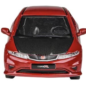 2007 Honda Civic Type R FN2 Milano Red with Carbon Hood 1/64 Diecast Model Car by Paragon Models