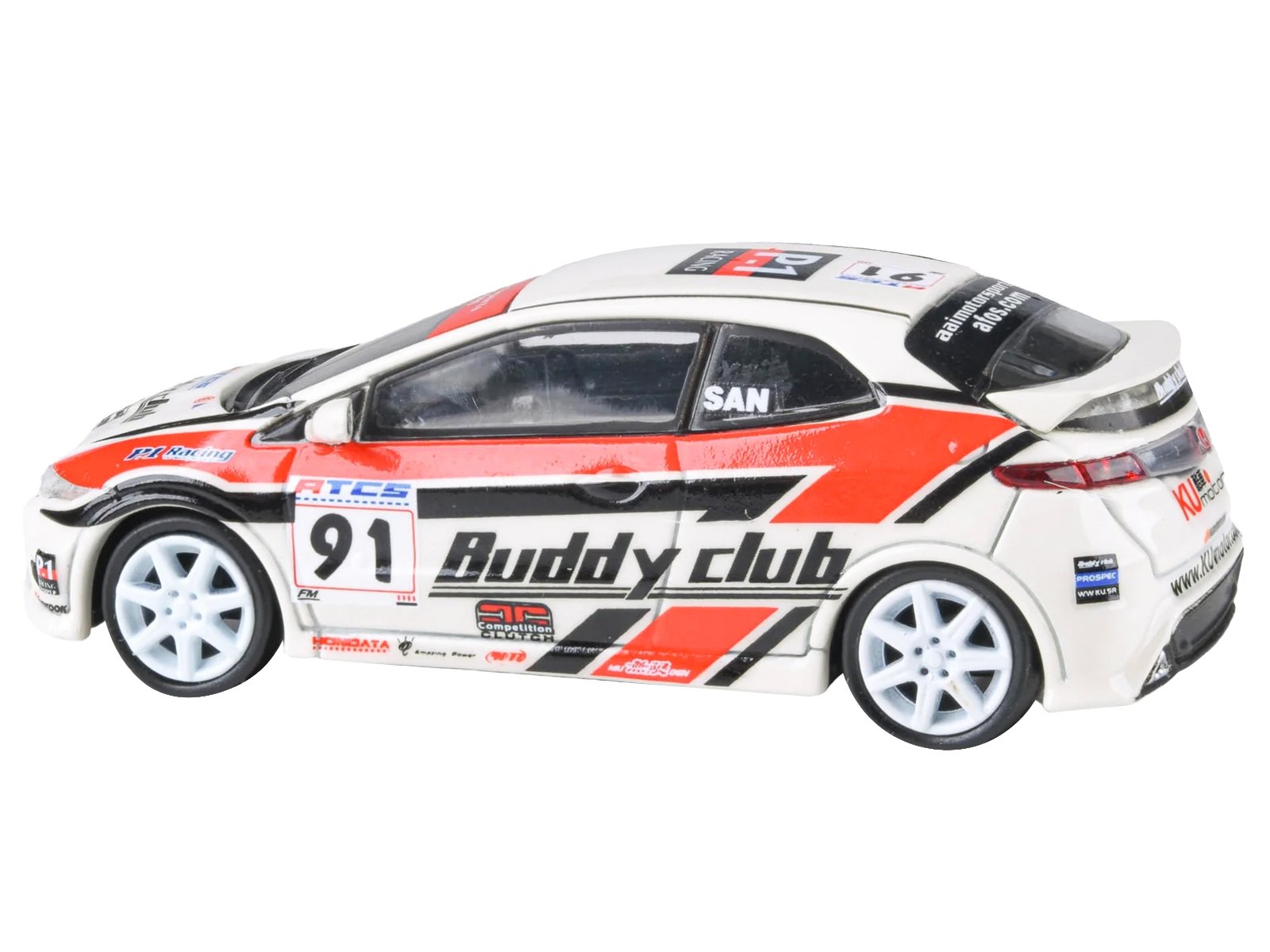2007 Honda Civic Type R FN2 RHD (Right Hand Drive) #91 "Buddy Club - Asian Touring Car Series" (2012) 1/64 Diecast Model Car by Paragon Models - Image 2