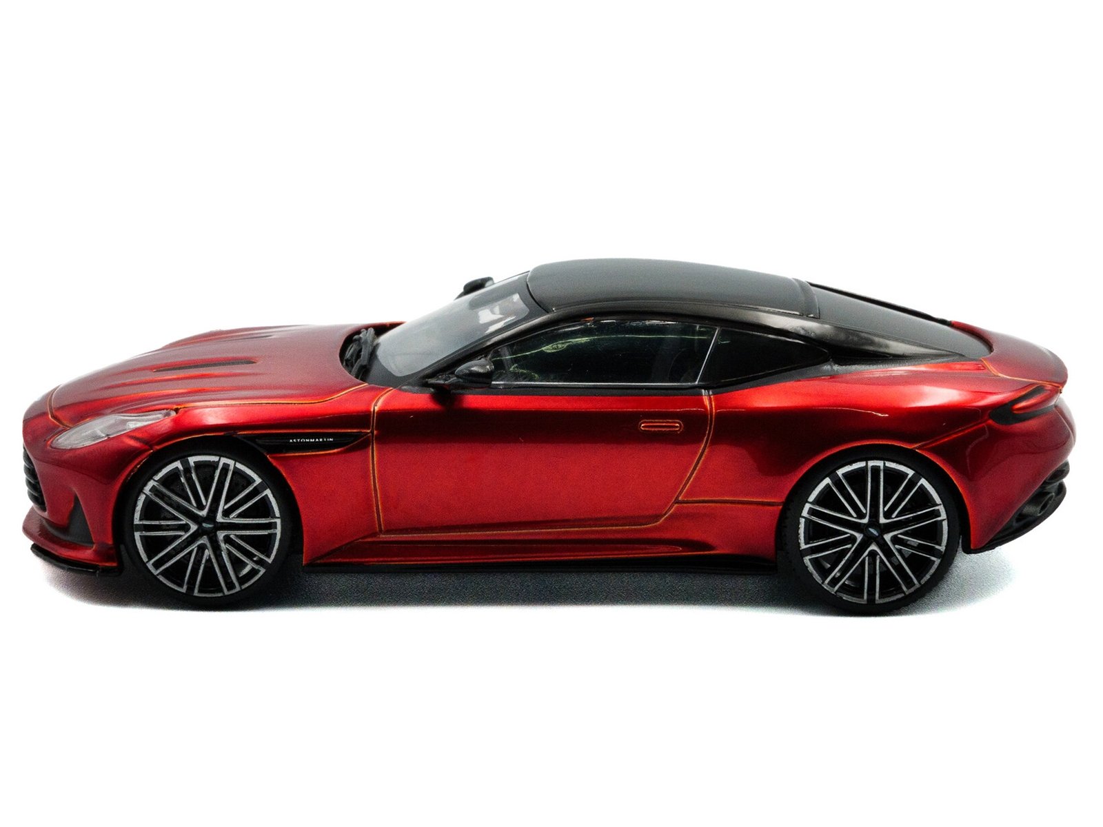 2023 Aston Martin DB12 Coupe Hyper Red Metallic with Black Top 1/43 Diecast Model Car by Solido - Image 2