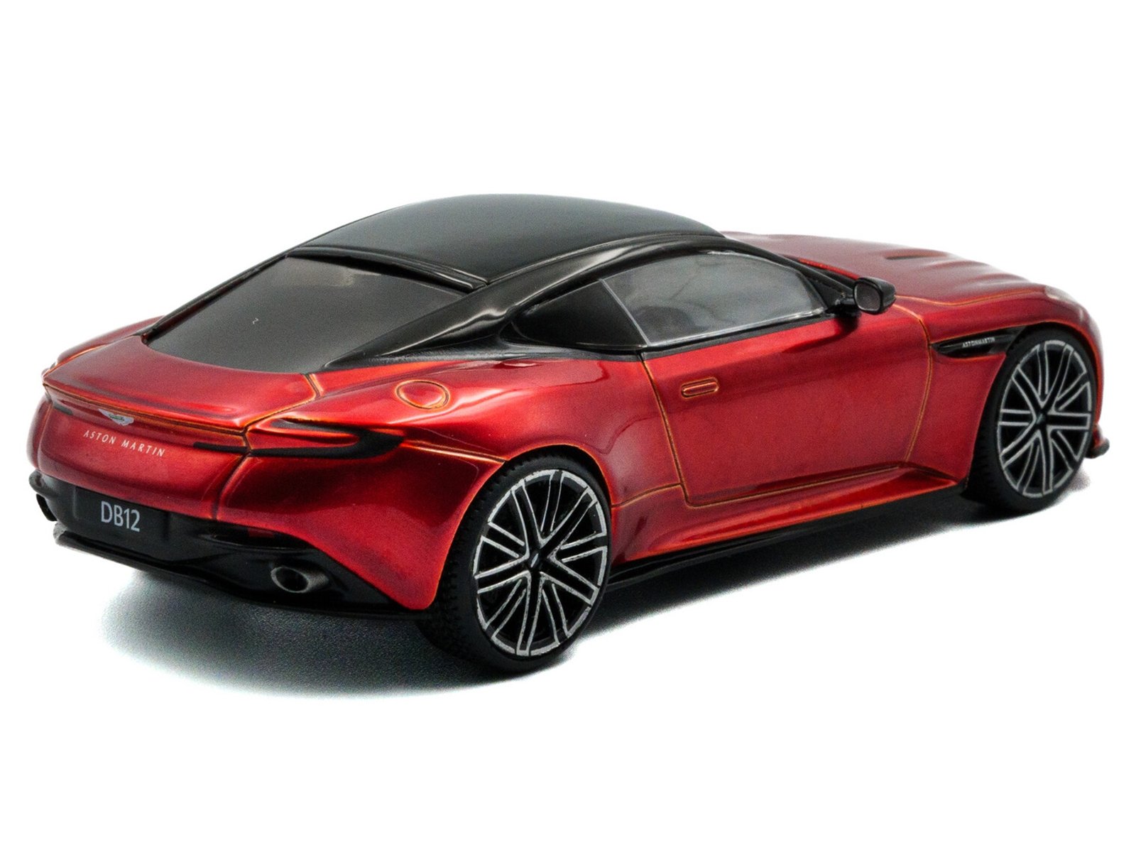 2023 Aston Martin DB12 Coupe Hyper Red Metallic with Black Top 1/43 Diecast Model Car by Solido - Image 3