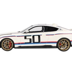 BMW M4 3.0 CSL #50 White with Blue and Red Stripes 1/18 Model Car by Top Speed
